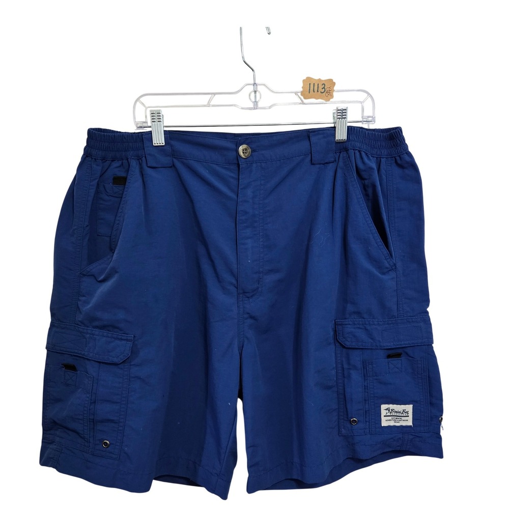 Bimini Bay Outfitters Mens 40 Blue Nylon Cargo Fishing Shorts Outdoor Adventure